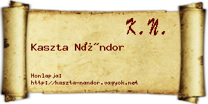 Kaszta Nándor névjegykártya