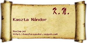Kaszta Nándor névjegykártya